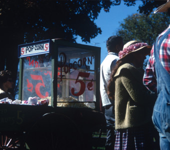 Actors filming the battle royale, fair scene.