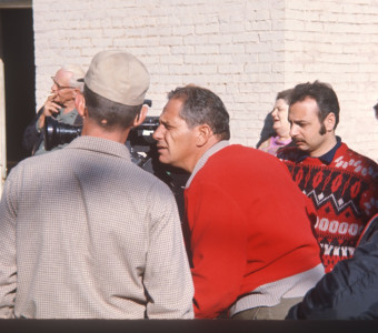 Production crew filming a scene.