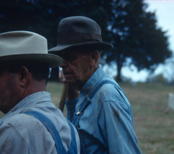 Actors in overalls for the funeral scene in The Learning Tree.