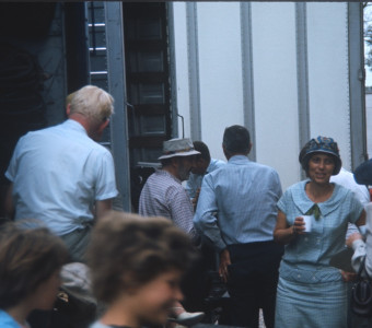 Cast and crew taking a break.