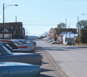 Cars parked in downtown Fort Scott, Kansas.