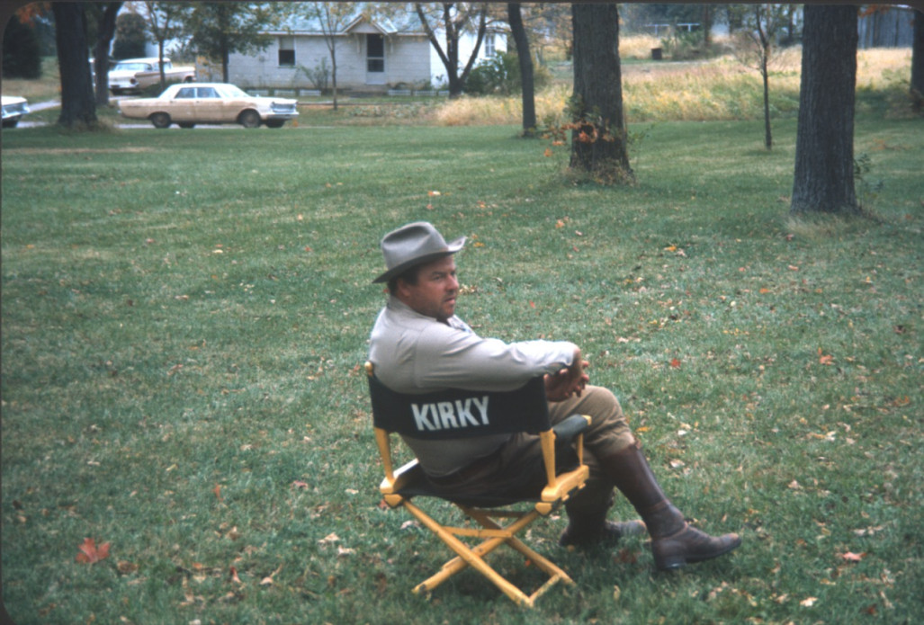 Actor Dana Elcar (Kirky) seated in his actor‚Äôs chair.