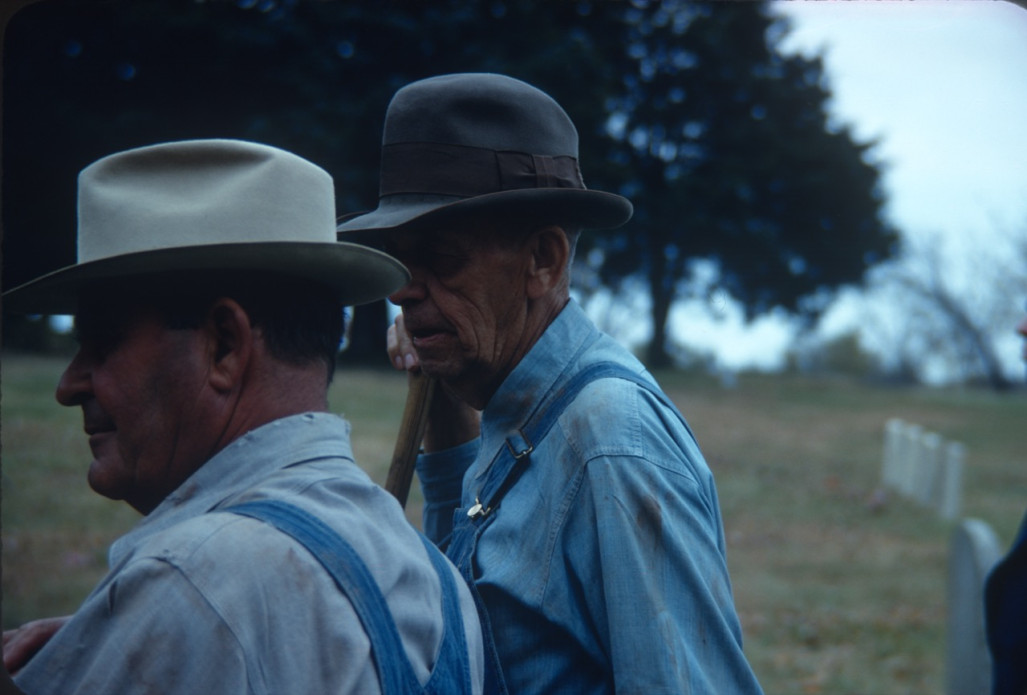 Actors in overalls for the funeral scene in The Learning Tree.