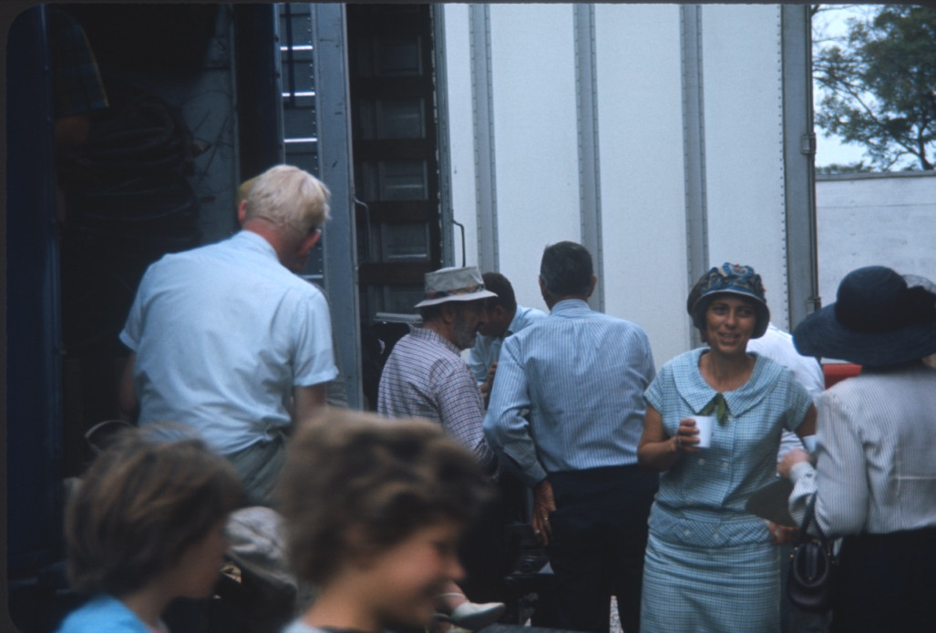 Cast and crew taking a break.