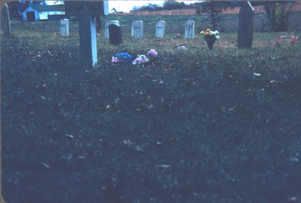 Photograph of a graveyard, likely taken around when the funeral of Sarah Winger was filmed.