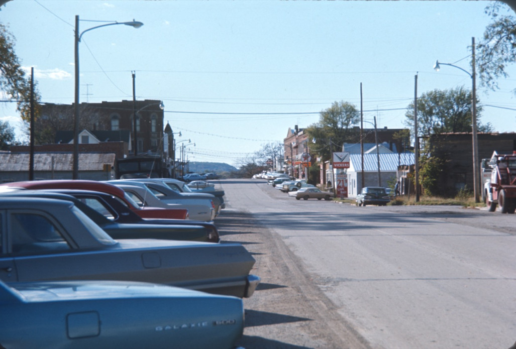 Cars parked in downtown Fort Scott, Kansas.